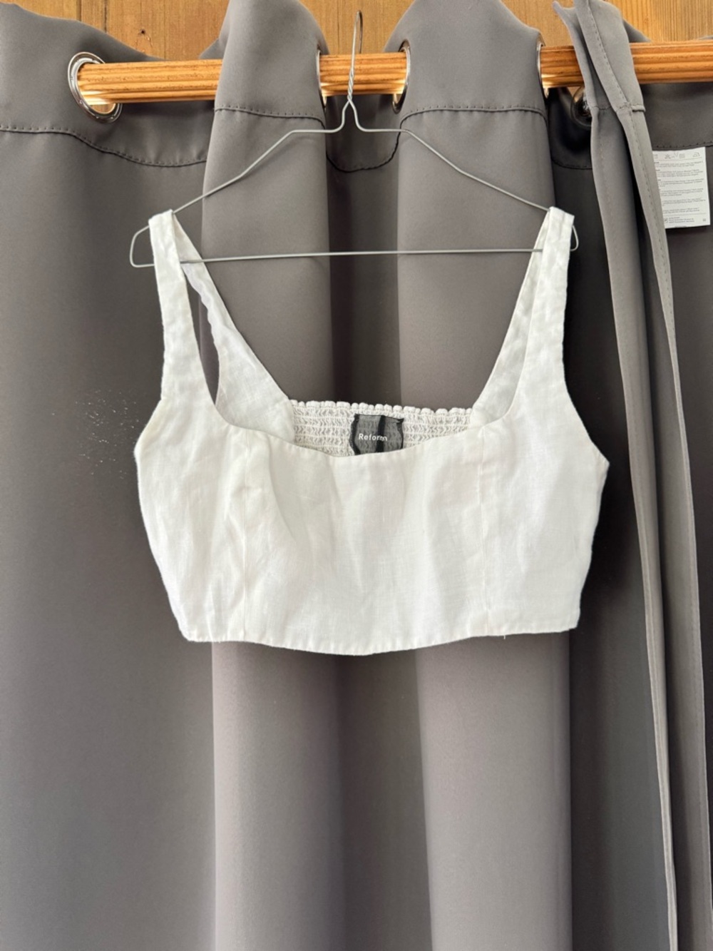 Reformation White Linen Cropped Tank